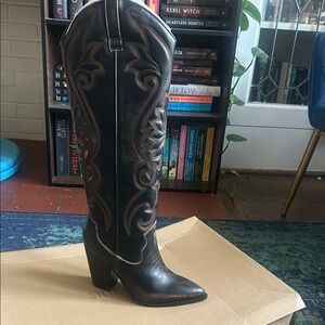 Steve Madden Black and Brown Over the Knee Boots